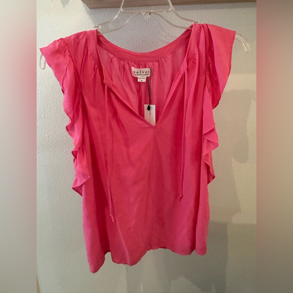 Velvet By Graham and Spencer Eavan Flutter Sleeve Blouse, Size M